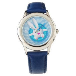 Reloj De Pulsera Fiesta de la piscina de conejito blanco
