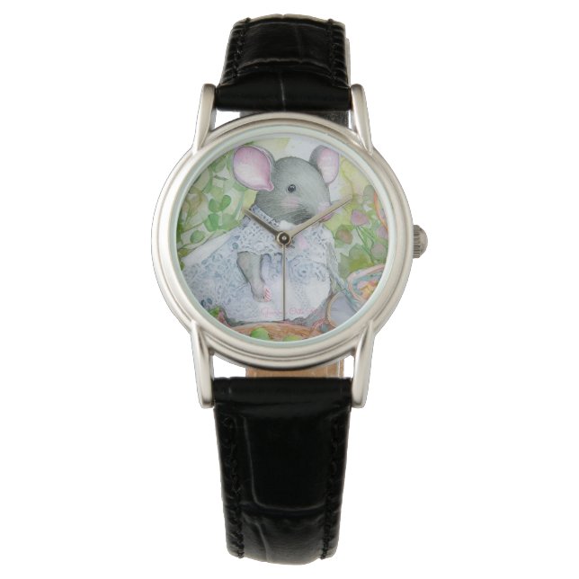 Reloj De Pulsera Fiesta de té con ratón de jardín (Anverso)