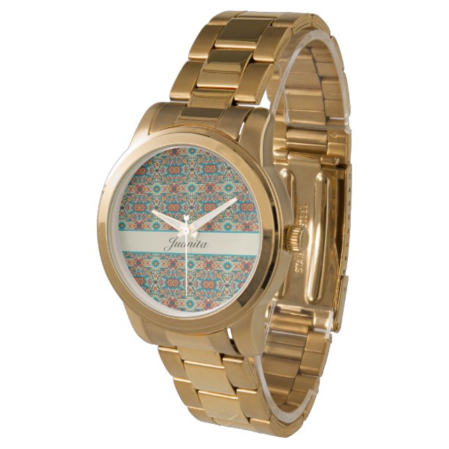 Reloj De Pulsera Fiesta florece, personalizable (Angular)