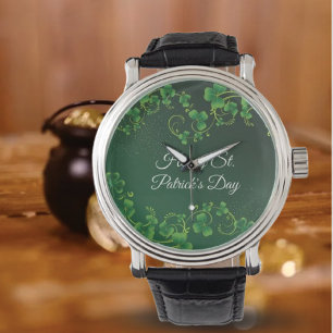 Reloj De Pulsera Fiesta irlandés del Green Shamrock Vine