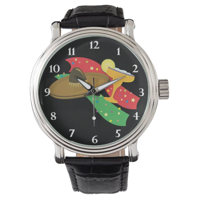 Reloj De Pulsera Fiesta Sombrero y Margarita (Anverso)