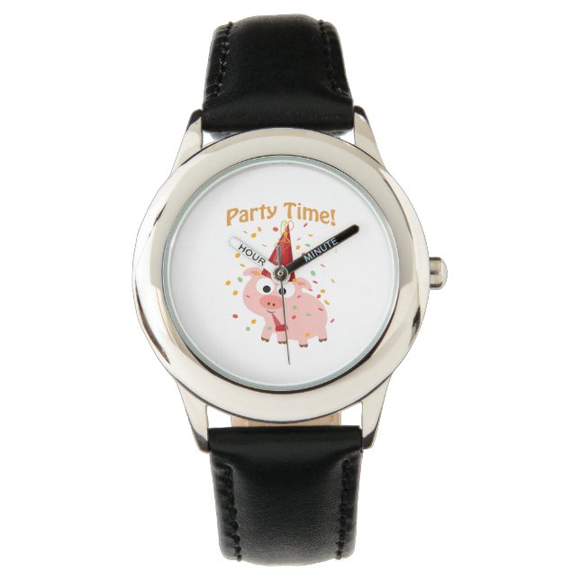 Reloj De Pulsera Fiesta time confetti Cerdo (Anverso)