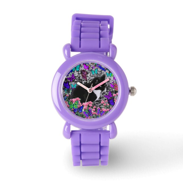Reloj De Pulsera Fiestas en mariposas II - Gato de Tuxedo (Anverso)