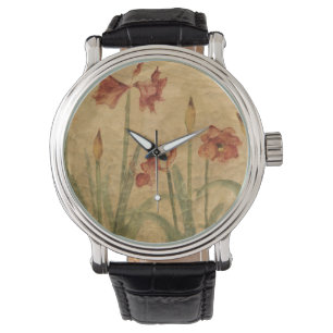 Reloj De Pulsera Fila del Amaryllis rojo