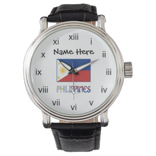 Reloj De Pulsera Filipinas y la bandera filipina y tu nombre