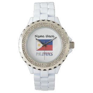 Reloj De Pulsera Filipinas y la bandera filipina y tu nombre