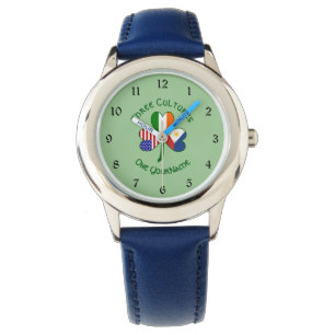 Reloj De Pulsera Filipino irlandés USA banderas Shamrock personaliz