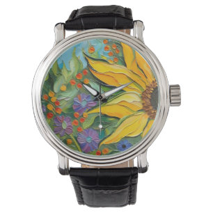 Reloj De Pulsera Fina de arte fino Sunflower- de estilo Van Gogh