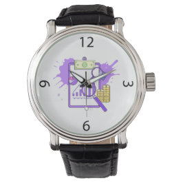 Reloj De Pulsera Financial Analysis Report Money Magnifying Glass