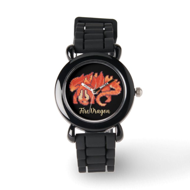 Reloj De Pulsera Fire Dragon pixel art (Anverso)
