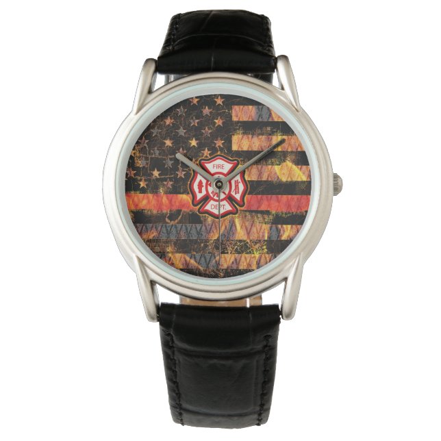 Reloj De Pulsera Firefighter Cross and Flames (Anverso)