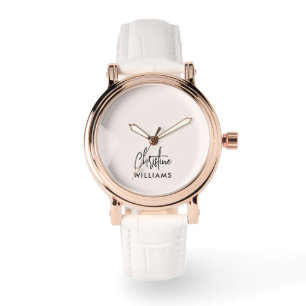 Reloj De Pulsera Firma Monograma Guión manuscrito Rubor rosa