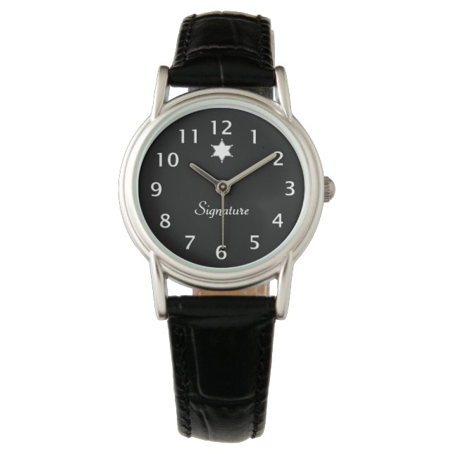 Reloj De Pulsera Firma para la insignia en blanco y negro (Anverso)
