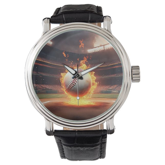 Reloj De Pulsera Flamante Béisbol En El Estadio (Anverso)