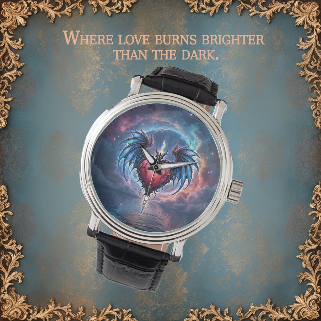 Reloj De Pulsera Flamebound Heart of the Moon – Gothic Cosmic Love  (Subido por el creador)