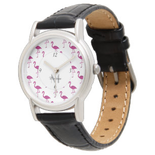 Reloj De Pulsera Flamenco brillante rosa brillo purpurina Monograma