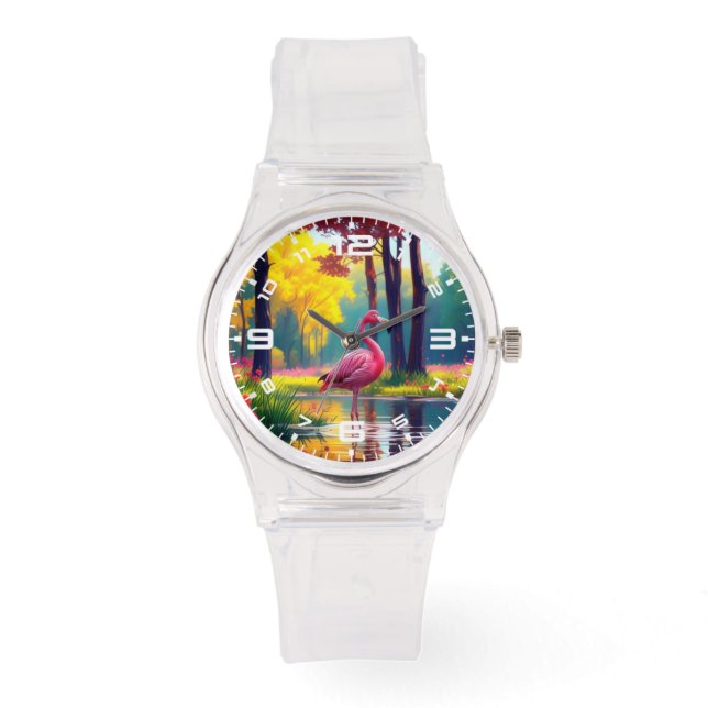 Reloj De Pulsera Flamenco de pie en el lago-36547 (Anverso)