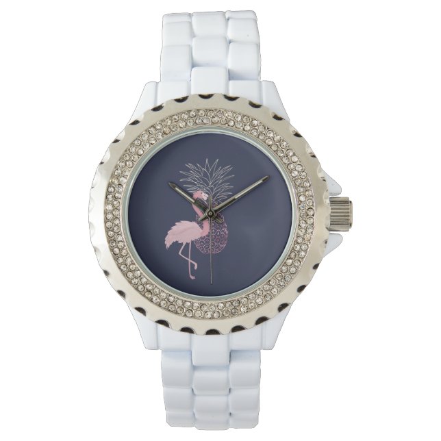 Reloj De Pulsera Flamenco Rosa Adorable , Piña (Anverso)