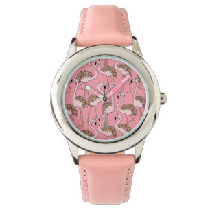 Reloj De Pulsera Flamenco tropical del rosa del pájaro de la playa