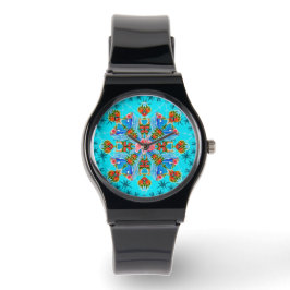 Reloj De Pulsera Flames de paraíso hawaiano (azul)