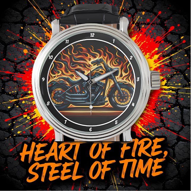Reloj De Pulsera Flaming Chopper, Fiery Watch Face. (Subido por el creador)