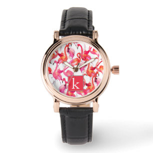 Reloj De Pulsera Flamingo acuático en acuarelas   Añadir su nombre