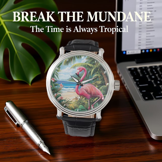 Reloj De Pulsera Flamingo Beach Tropical (Subido por el creador)