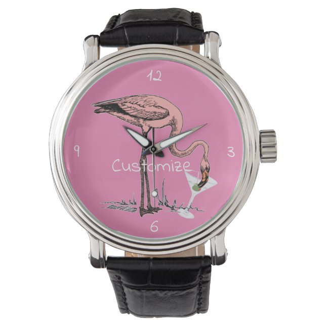 Reloj De Pulsera Flamingo Beber Martini Thunder_Cove (Anverso)