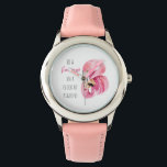 Reloj De Pulsera Flamingo De Color Rosa Exótico Moderno Con Cita<br><div class="desc">Flamingo De Color Rosa Exótico Moderno Con Cita</div>