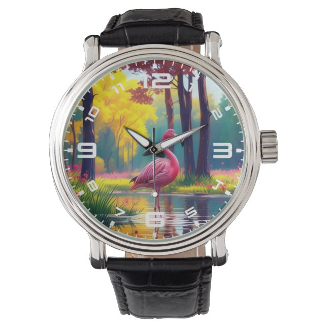 Reloj De Pulsera Flamingo de pie en el lago-365476 (Anverso)