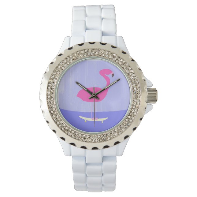 Reloj De Pulsera flamingo en el arte de pintar patineta (Anverso)