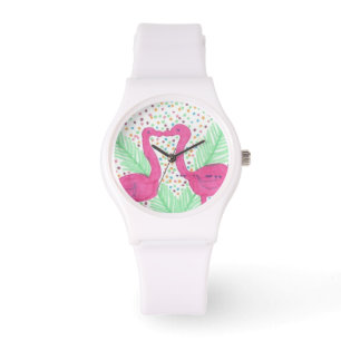 Reloj De Pulsera Flamingo Fun Print Writing Watch