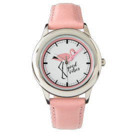 Reloj De Pulsera Flamingo Good Vibes Pink Black Cute Watch
