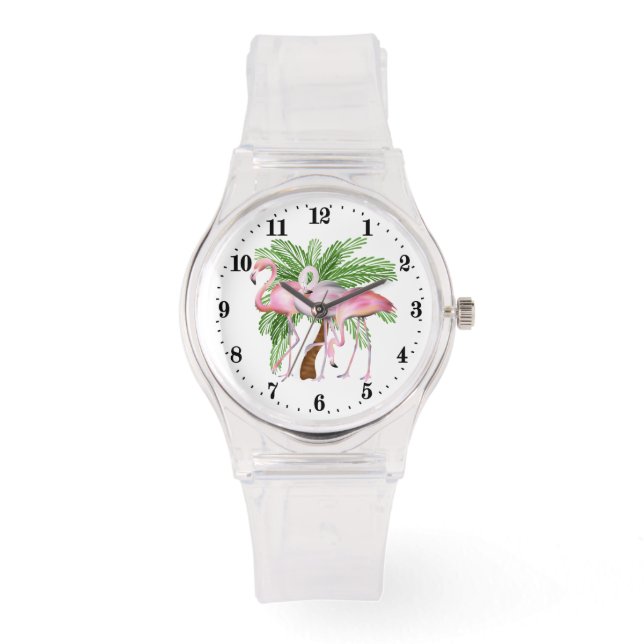 Reloj De Pulsera Flamingo rosa de la playa de Cute Watch (Anverso)