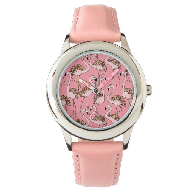 Reloj De Pulsera Flamingo rosa de los pájaros de playa tropical (Anverso)