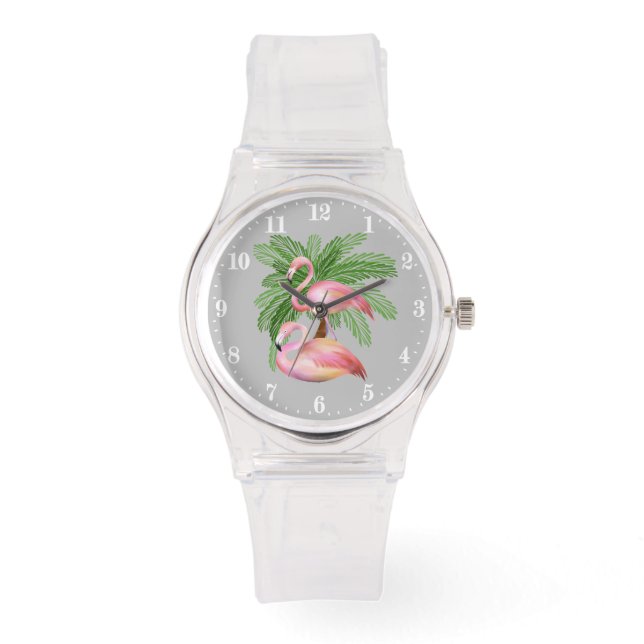 Reloj De Pulsera Flamingo rosa de playa suave Watch (Anverso)