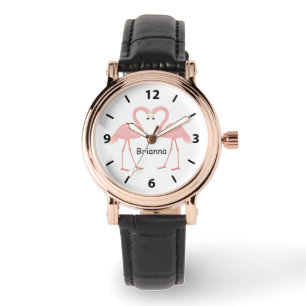Reloj De Pulsera Flamingo rosa doble personalizado