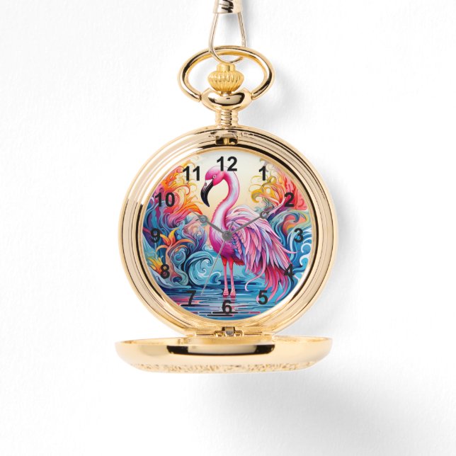Reloj De Pulsera Flamingo rosa tropical colorido Mujeres elegantes (Anverso)
