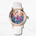 Reloj De Pulsera Flamingo rosa tropical colorido Mujeres elegantes<br><div class="desc">El colorido Flamingo Tropical Pink Elegant Womans Watches ofrece un colorido paraíso tropical con un flamenco rosa rodeado de flores tropicales. Creado por Evco Studio www.zazzle.com/store/evcostudio</div>