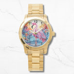 Reloj De Pulsera Flamingo rosa tropical colorido Mujeres elegantes<br><div class="desc">El colorido Flamingo Tropical Pink Elegant Womans Watches ofrece un colorido paraíso tropical con un flamenco rosa rodeado de flores tropicales. Creado por Evco Studio www.zazzle.com/store/evcostudio</div>