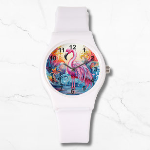 Reloj De Pulsera Flamingo rosa tropical colorido Mujeres elegantes