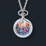 Reloj De Pulsera Flamingo rosa tropical colorido Mujeres elegantes<br><div class="desc">El colorido Flamingo Tropical Pink Elegant Womans Watches ofrece un colorido paraíso tropical con un flamenco rosa rodeado de flores tropicales. Creado por Evco Studio www.zazzle.com/store/evcostudio</div>