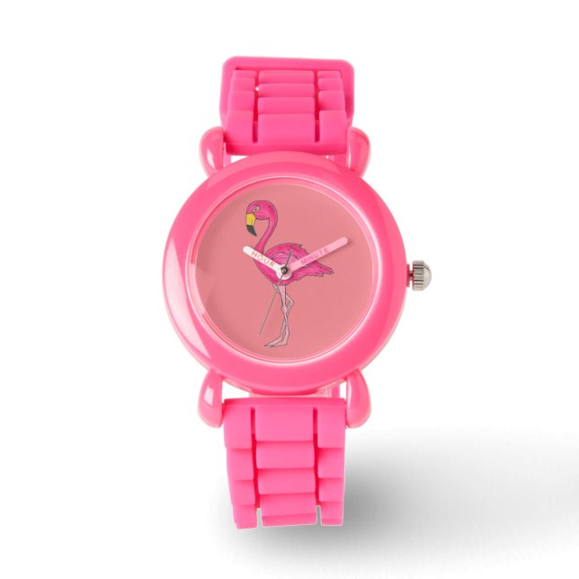 Reloj De Pulsera Flamingo Tropical Rosa Flamingos Bird Watch (Anverso)