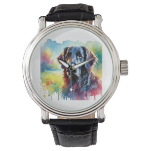 Reloj De Pulsera Flat Coated Retriever 030924AREF137 - Watercolor