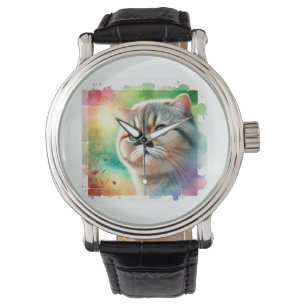 Reloj De Pulsera Flat Headed Cat 310724AREF106 - Watercolor