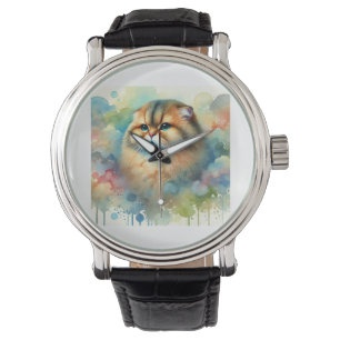 Reloj De Pulsera Flatheaded cat 241024AREF109 - Watercolor