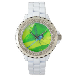 Reloj De Pulsera Flauta azul sobre el impresionismo abstracto verde