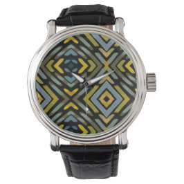 Reloj De Pulsera Flechas doradas azules sobre negro 