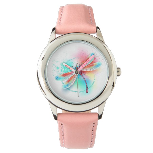Reloj De Pulsera Fléon roja sobre fondo acuarela (Anverso)