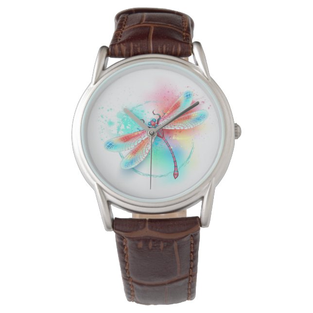 Reloj De Pulsera Fléon roja sobre fondo acuarela (Anverso)